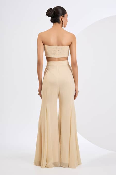 Neha Khullar Off White Viscose Georgette, Viscose, Antique Embroidered Cape And Sharara Set Online at Aza Fashions Neha Khullar_Off White Viscose Georgette, Viscose, Antique Embroidered Cape And Sharara Set _Online_at_Aza_Fashions