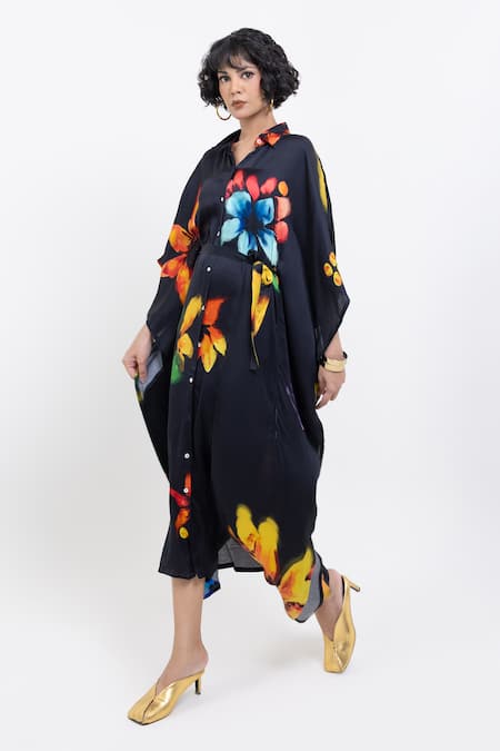 Pop Sugar Floral Print Vegan Silk Kaftan  