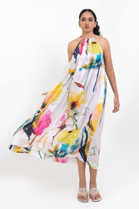 Pop Sugar Multi Colour Halter Neck Maxi Dress 