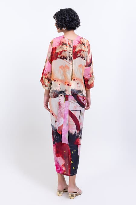 Pop Sugar Multi Colour Vegan Silk Skirt 