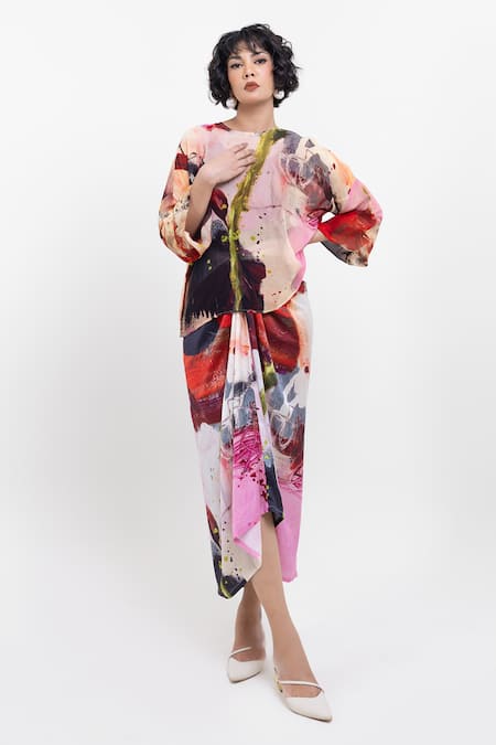 Pop Sugar Multi Color Organza Round Neck Top