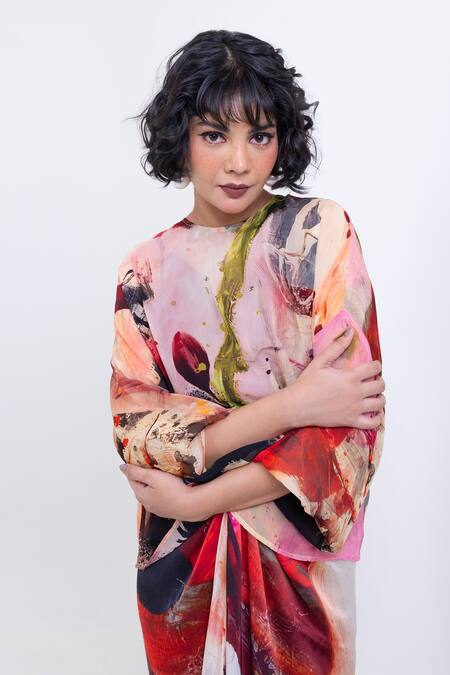 Buy_Pop Sugar_Multi Color Organza Round Neck Top _Online_at_Aza_Fashions