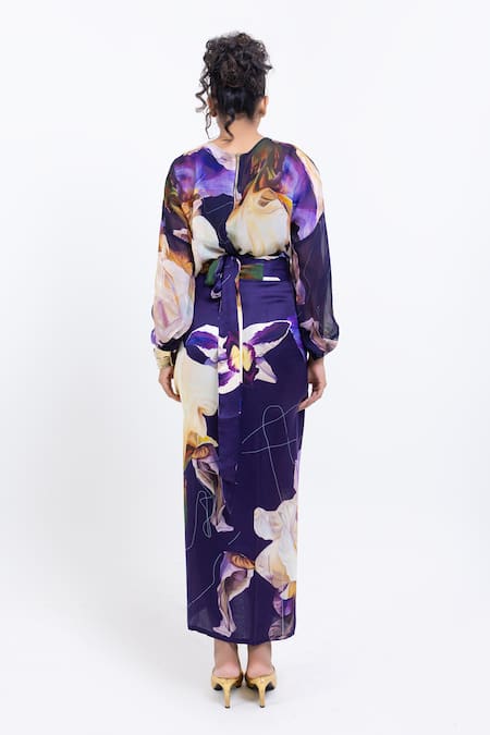 Pop Sugar Purple Floral Organza Top 