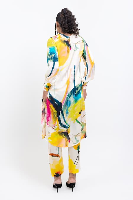 Pop Sugar Multi Colour Vegan Silk Kurta Pant Set 