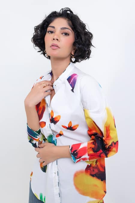 Buy_Pop Sugar_Multi Color Cotton Collared Floral Print Shirt _Online_at_Aza_Fashions
