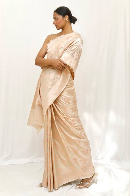 Neha & Tarun_Gold Silk Woven Saree _Online_at_Aza_Fashions