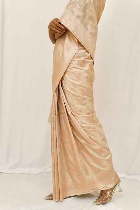 Buy_Neha & Tarun_Gold Silk Woven Saree _Online_at_Aza_Fashions