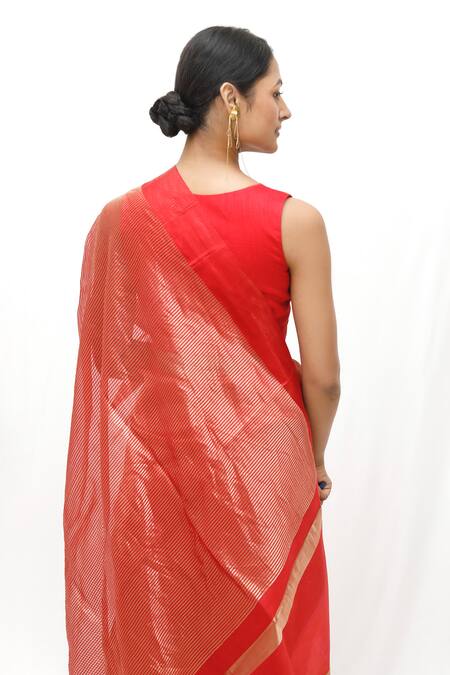 Shop Neha & Tarun Red Silk Woven Saree With Blouse Piece Online at Aza Fashions Shop_Neha & Tarun_Red Silk Woven Saree With Blouse Piece _Online_at_Aza_Fashions