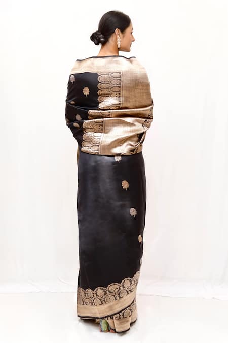 Neha & Tarun Black Silk Designer Saree 