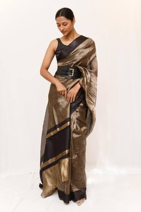 Neha & Tarun_Black Silk Designer Saree _Online_at_Aza_Fashions