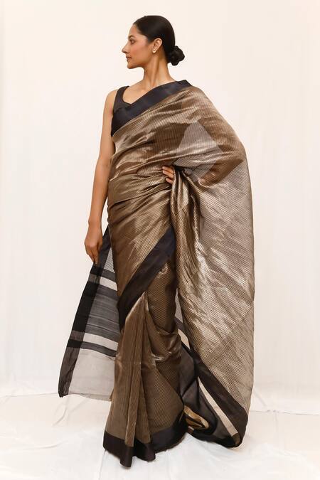 Buy_Neha & Tarun_Black Silk Designer Saree _Online_at_Aza_Fashions