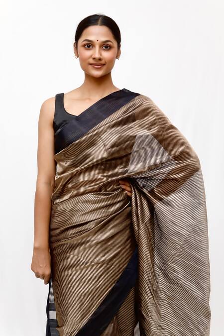 Shop_Neha & Tarun_Black Silk Designer Saree _Online_at_Aza_Fashions