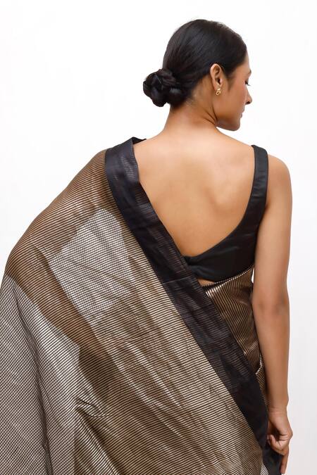 Neha & Tarun_Black Silk Designer Saree _at_Aza_Fashions