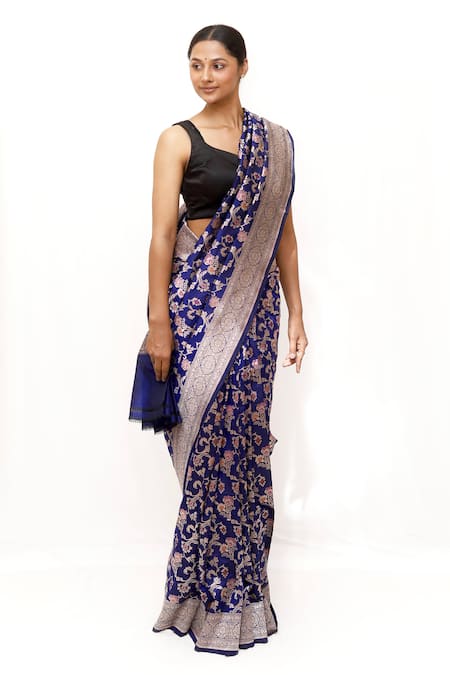 Neha & Tarun Blue Silk Designer Woven Saree