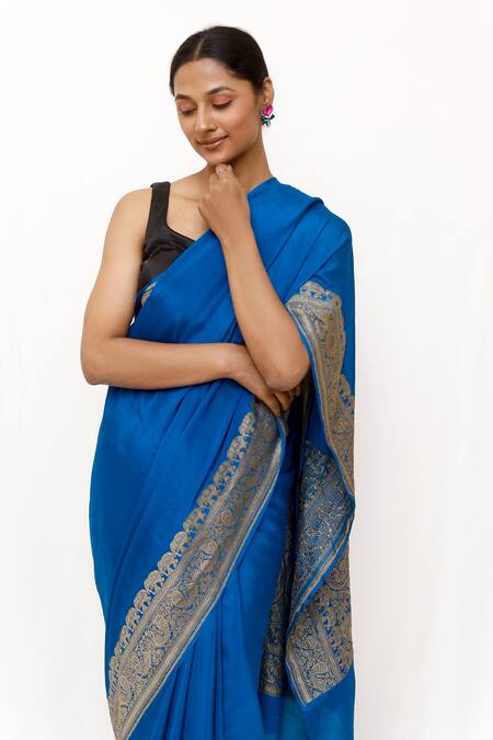 Buy_Neha & Tarun_Blue Silk Designer Saree 