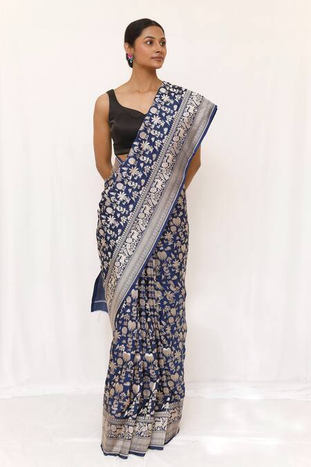 Neha & Tarun Blue Silk Zari Designer Woven Saree Online at Aza Fashions Neha & Tarun_Blue Silk Zari Designer Woven Saree _Online_at_Aza_Fashions