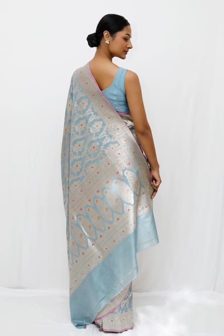 Neha & Tarun Powder Blue Woven Designer Saree 