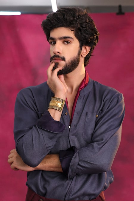 Jatin Malik Greyish Blue Designer Set 