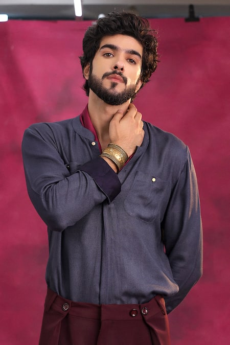 Jatin Malik Greyish Blue Designer Set 