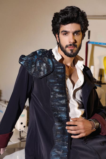 Jatin Malik Midnight Blue Water Lily Set 