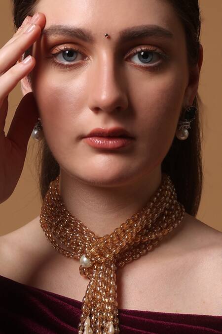 Buy_Dugran By Dugristyle_Green Gilded Bloom Drop Earring_Online_at_Aza_Fashions