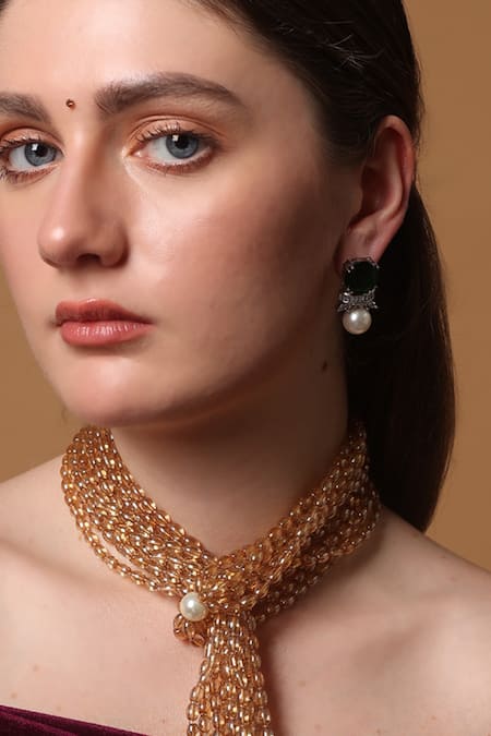 Dugran By Dugristyle Green Gilded Bloom Drop Earring 