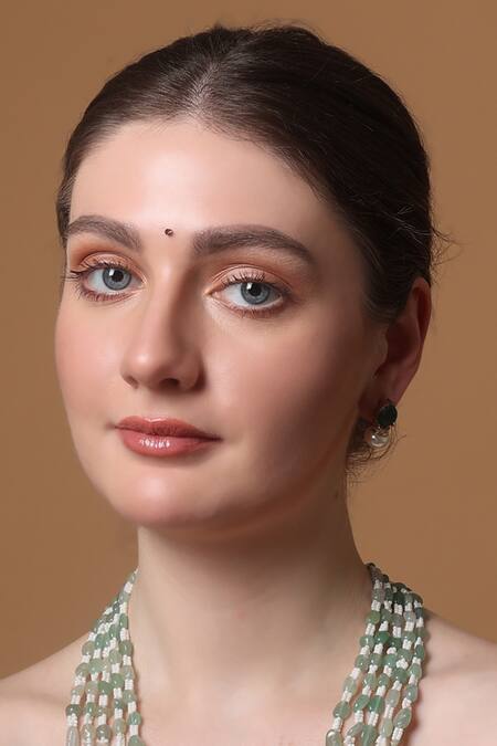 Buy_Dugran By Dugristyle_Green Radiant Empress Drop Earring _Online_at_Aza_Fashions