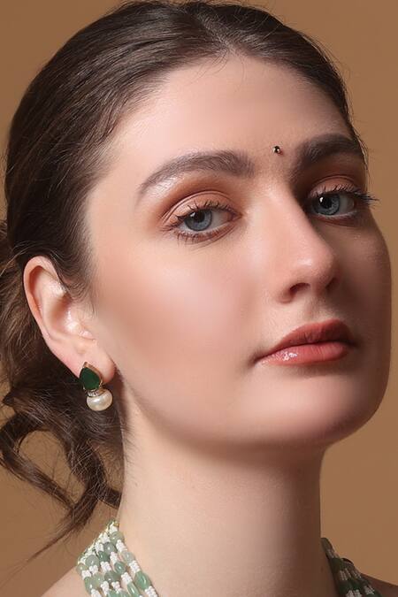 Dugran By Dugristyle_Green Radiant Empress Drop Earring _at_Aza_Fashions