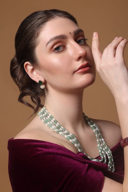 Dugran By Dugristyle_Green Mystic Meadow Layered Necklace _Online_at_Aza_Fashions