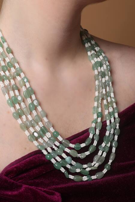 Dugran By Dugristyle_Green Mystic Meadow Layered Necklace _at_Aza_Fashions