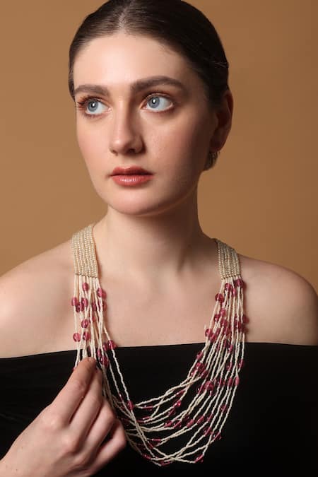 Dugran By Dugristyle_Pink Rosy Radiance Haar Pendent Necklace _Online_at_Aza_Fashions