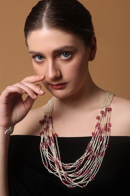 Buy_Dugran By Dugristyle_Pink Rosy Radiance Haar Pendent Necklace 