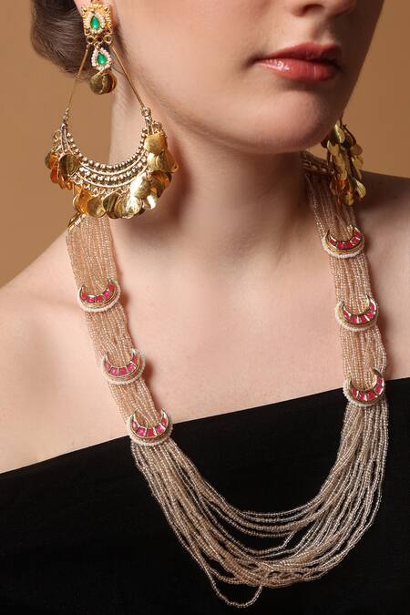 Shop_Dugran By Dugristyle_Brown Chestnut Charm Gold-plated Necklace _Online_at_Aza_Fashions