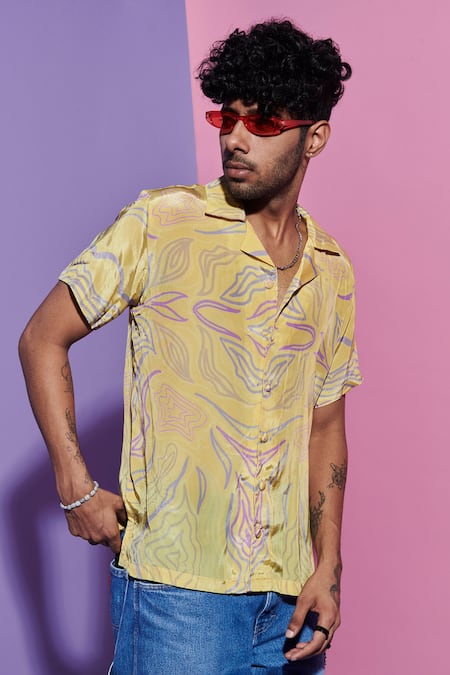 Esha L Amin_Lavender Men's Amoeba Print Shirt _Online_at_Aza_Fashions