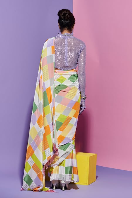 Esha L Amin Sequin Embellished Glove Cropped Top 