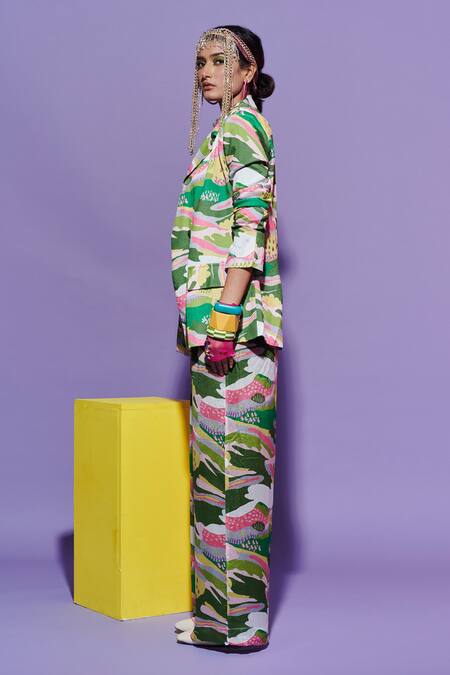 Esha L Amin Multi Color Georgette Scenery Print Trousers Online at Aza Fashions Esha L Amin_Multi Color Georgette Scenery Print Trousers _Online_at_Aza_Fashions