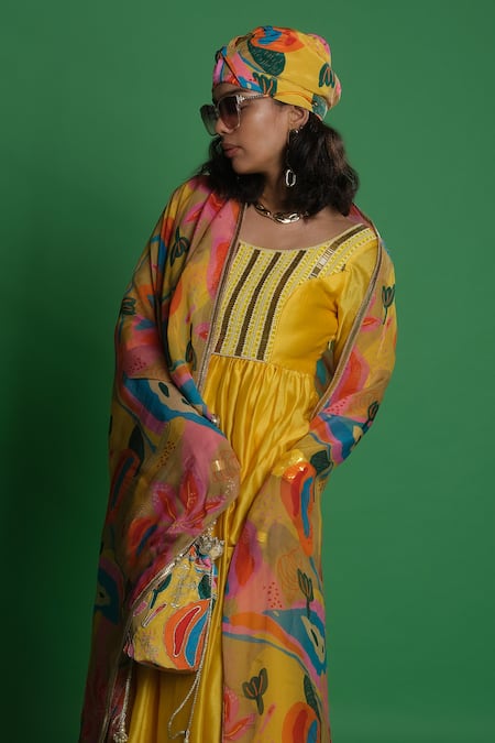Esha L Amin Croissant Print Viscose Organza Dupatta 