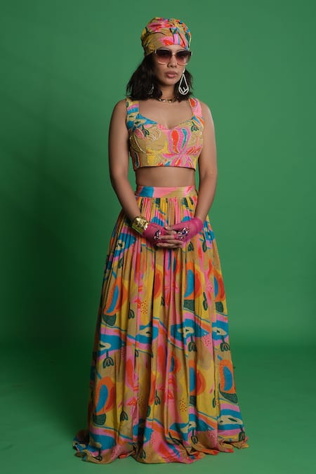 Esha L Amin Croissant Embroidered Lehenga 