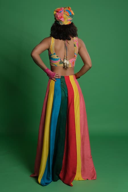 Esha L Amin Panelled Multi Kali Lehenga 