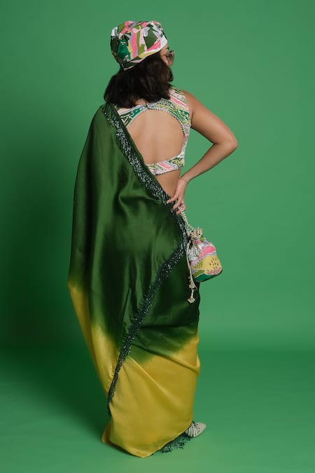 Shop Esha L Amin Multi Color Crepe Embroidery Scoop Neck Scenery Blouse at Aza Fashions Shop_Esha L Amin_Multi Color Crepe Embroidery Scoop Neck Scenery Blouse _at_Aza_Fashions