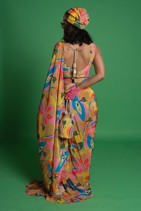 Esha L Amin Croissant Pre Draped Ruffle Saree 