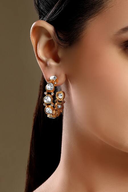 Buy_HRISHA_Gold Plated Designer Earrings _Online_at_Aza_Fashions