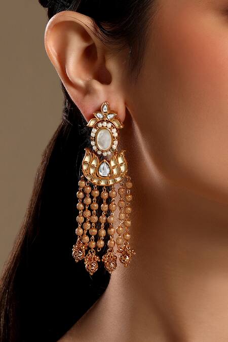 Buy_HRISHA_Gold Plated Pearls Designer Earrings _Online_at_Aza_Fashions