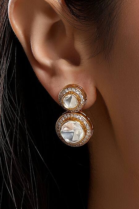 HRISHA_Red Designer Kundan Polki Necklace And Earring Set_Online_at_Aza_Fashions