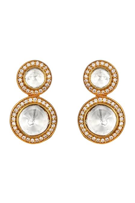 Buy_HRISHA_Red Designer Kundan Polki Necklace And Earring Set_Online_at_Aza_Fashions