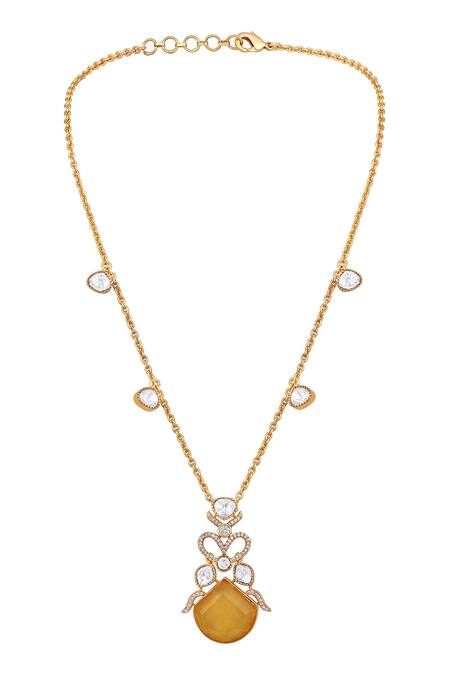 HRISHA Gold Plated Designer Necklace And Earring Set Online at Aza Fashions HRISHA_Gold Plated Designer Necklace And Earring Set _Online_at_Aza_Fashions