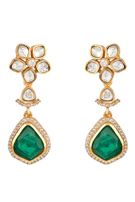 Shop_Hrisha_Green Designer Gold Plated Jewelry Set _Online_at_Aza_Fashions