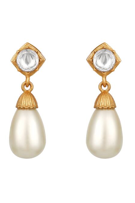 Buy_HRISHA_Gold Plated Pearls And Creamy White Designer Jewelry Set_Online_at_Aza_Fashions