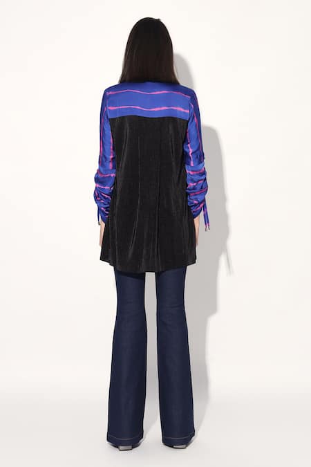 Shop Linetribe Pink Viscose, Satin Collared Purple Designer Shirt at Aza Fashions Shop_Linetribe_Pink Viscose, Satin Collared Purple Designer Shirt _at_Aza_Fashions