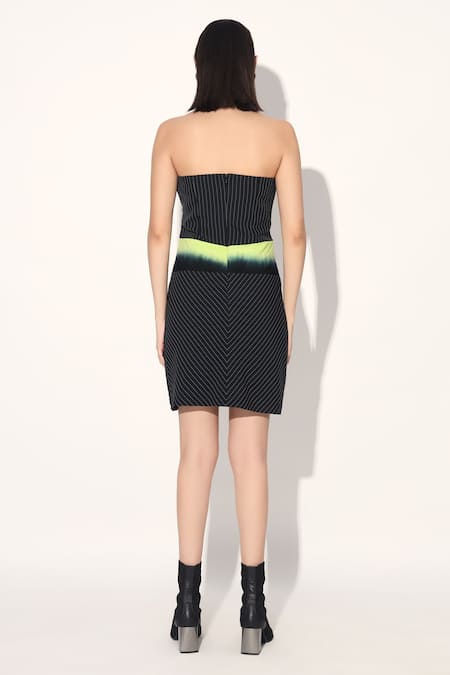 Shop Linetribe_ Black Crepe Off-shoulder Strapless Designer Dress at Aza Fashions Shop_Linetribe__Black Crepe Off-shoulder Strapless Designer Dress _at_Aza_Fashions